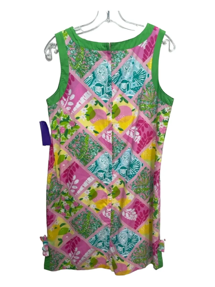 Lilly Pulitzer Size 8 Green Pink Yellow Blue Cotton Sleeveless Geometric Dress