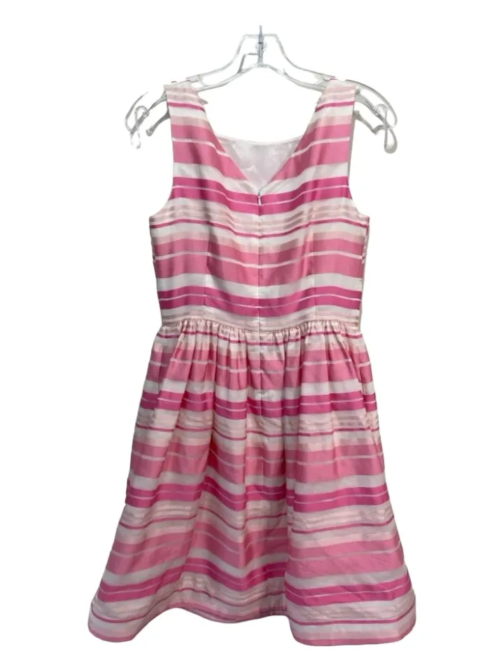 Lilly Pulitzer Size 8 White & Pink Silk Sleeveless Variegated Stripes Dress