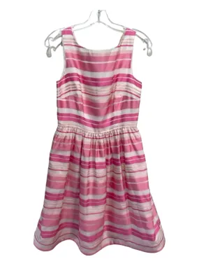 Lilly Pulitzer Size 8 White & Pink Silk Sleeveless Variegated Stripes Dress