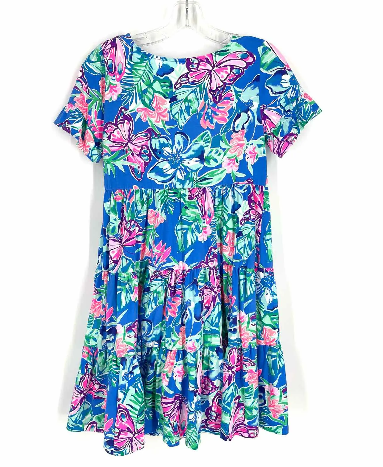 Lilly Pulitzer Size XS Blue/Multi Butterflies Tiered Designer Dress