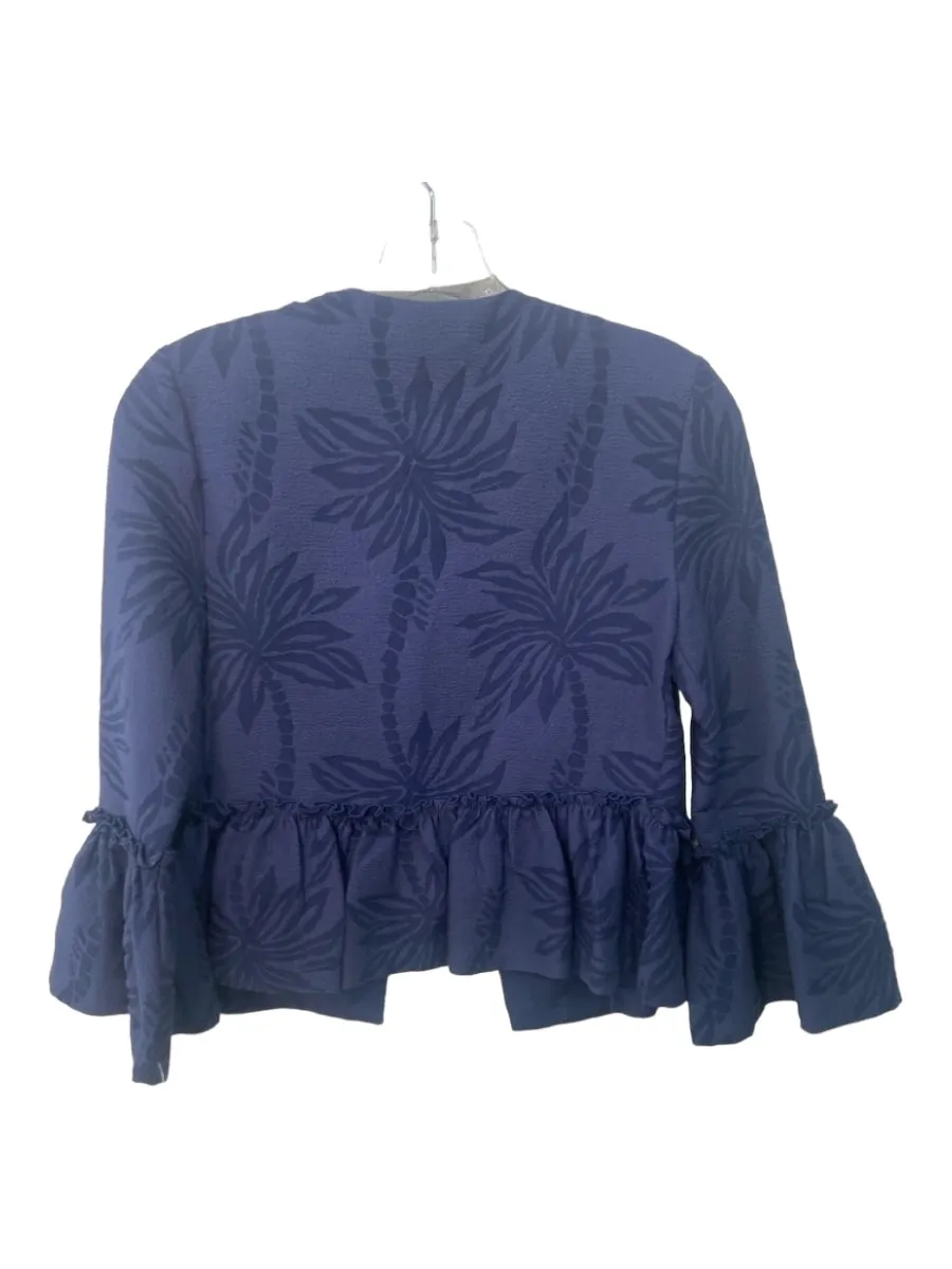 Lilly Pulitzer Size XXS Navy Polyester Blend Jacquard Open Front Long Sleeve Top