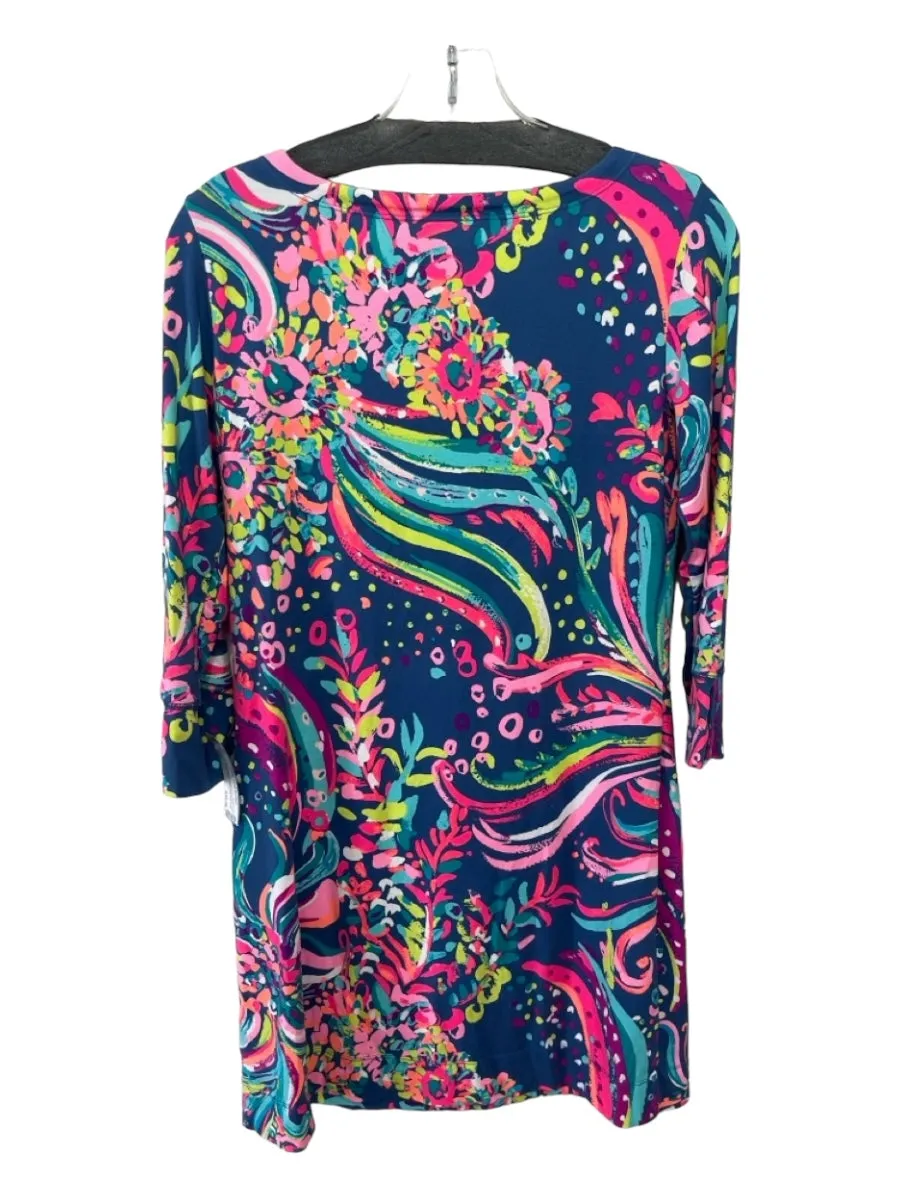 Lily Pulitzer Size Small Blue, Pink & Multi Rayon & Spandex 3/4 Sleeve Dress