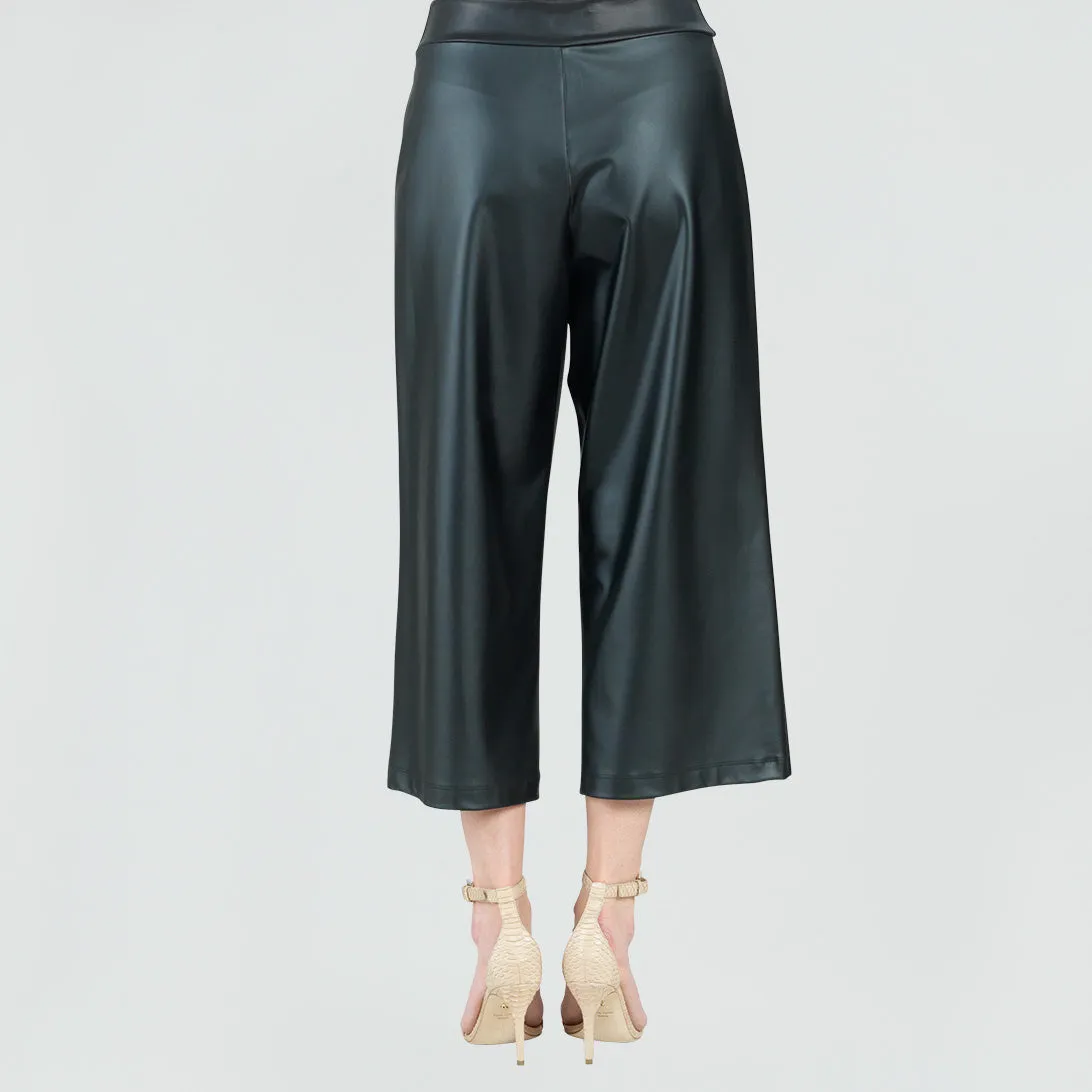 Liquid Leather - Sheen Front Pocket Gaucho Pant - Black