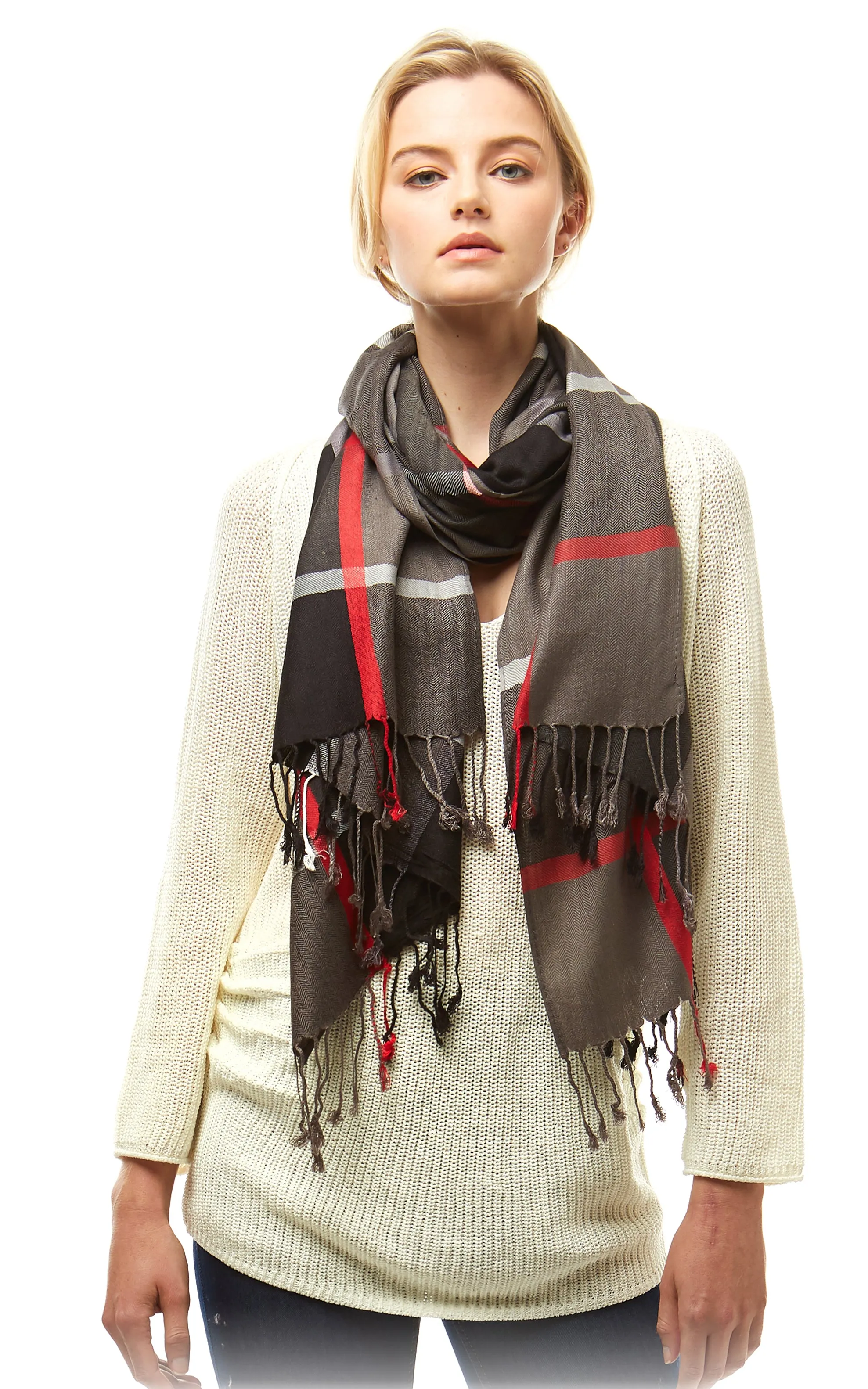 LOF3104 Plaid Oblong Scarf