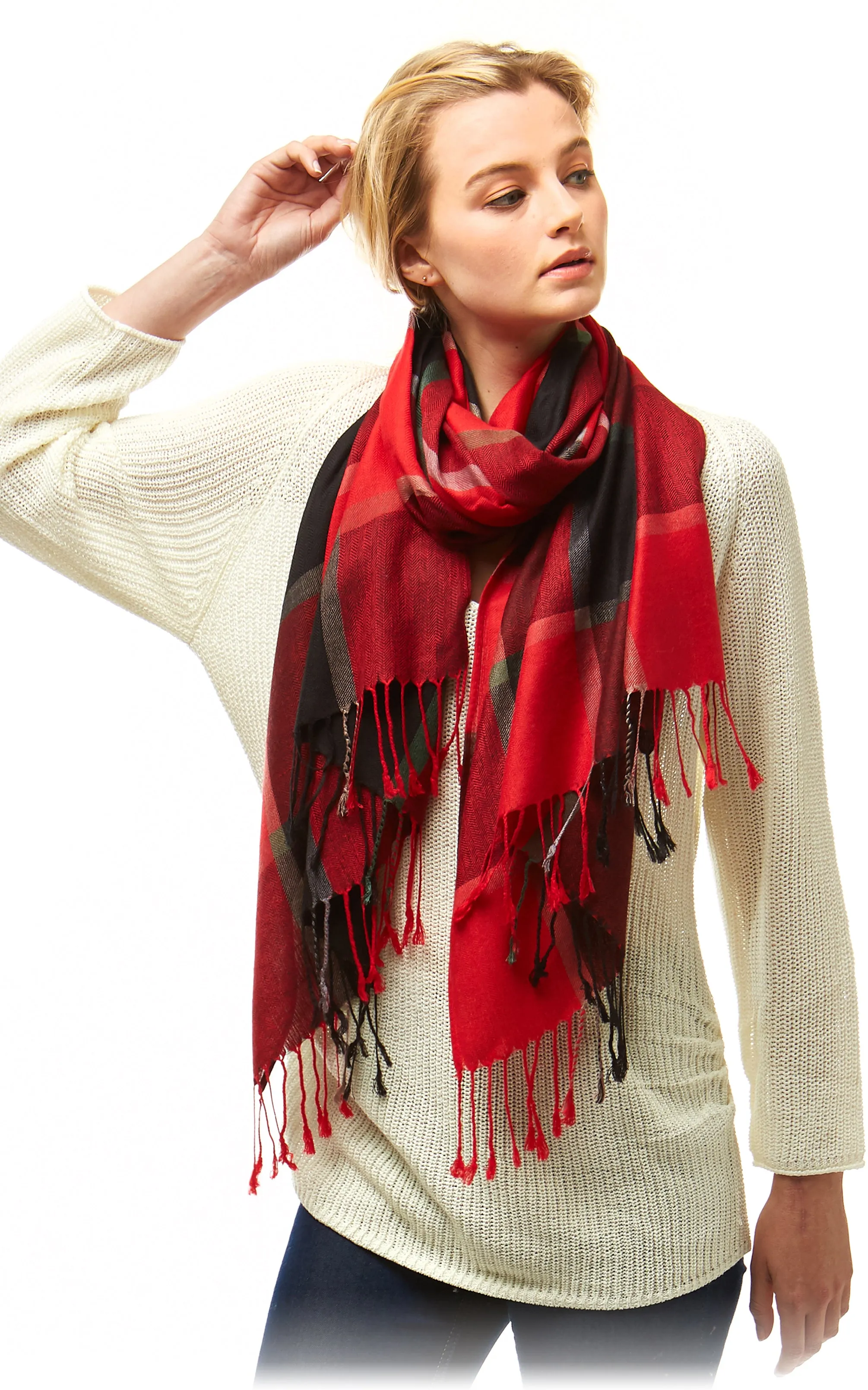 LOF3104 Plaid Oblong Scarf