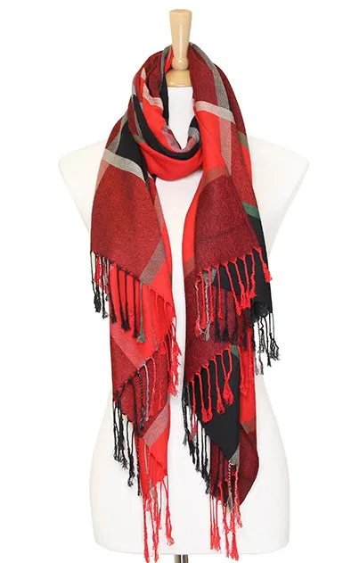 LOF3104 Plaid Oblong Scarf