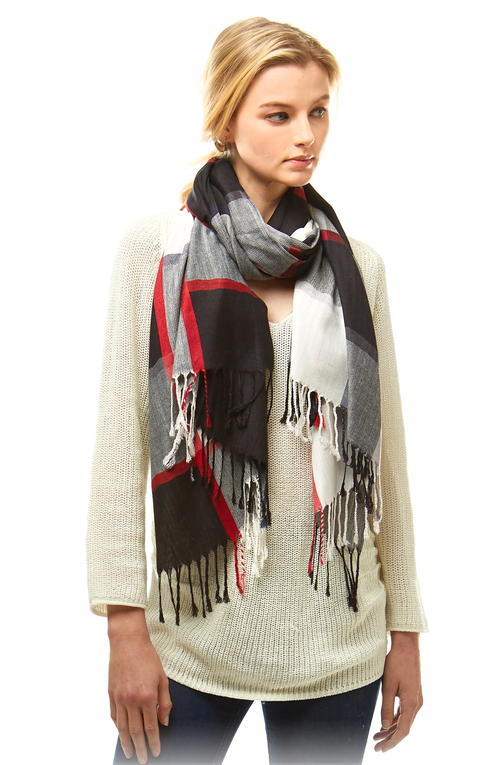 LOF3104 Plaid Oblong Scarf