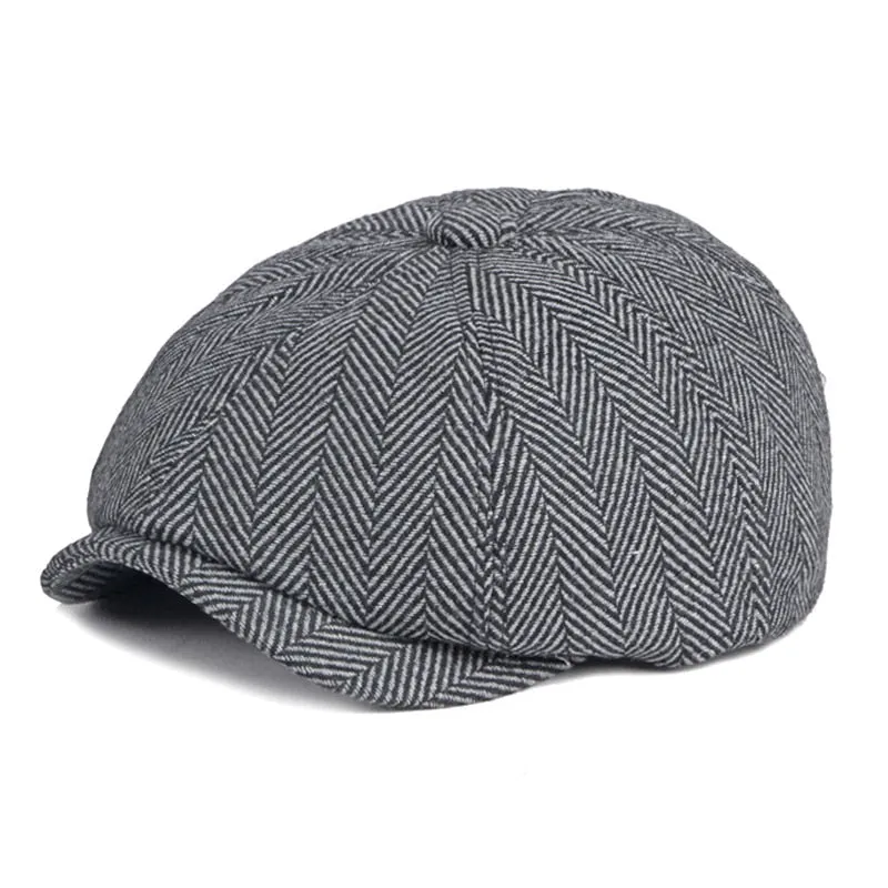 Men and Women Casual British Style Octagonal Tweed Beret Cap