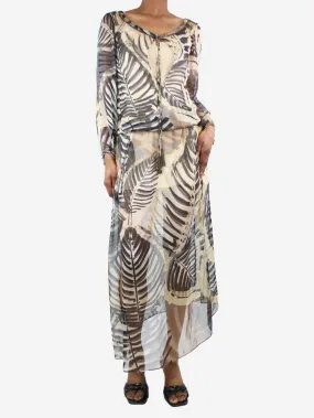   Multi patterned slit sheer cover dress - size UK 6