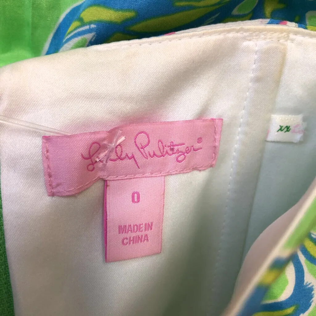 NWOT LILLY PULITZER GREEN FLORAL STRAPLESS SILK BLEND DRESS SIZE