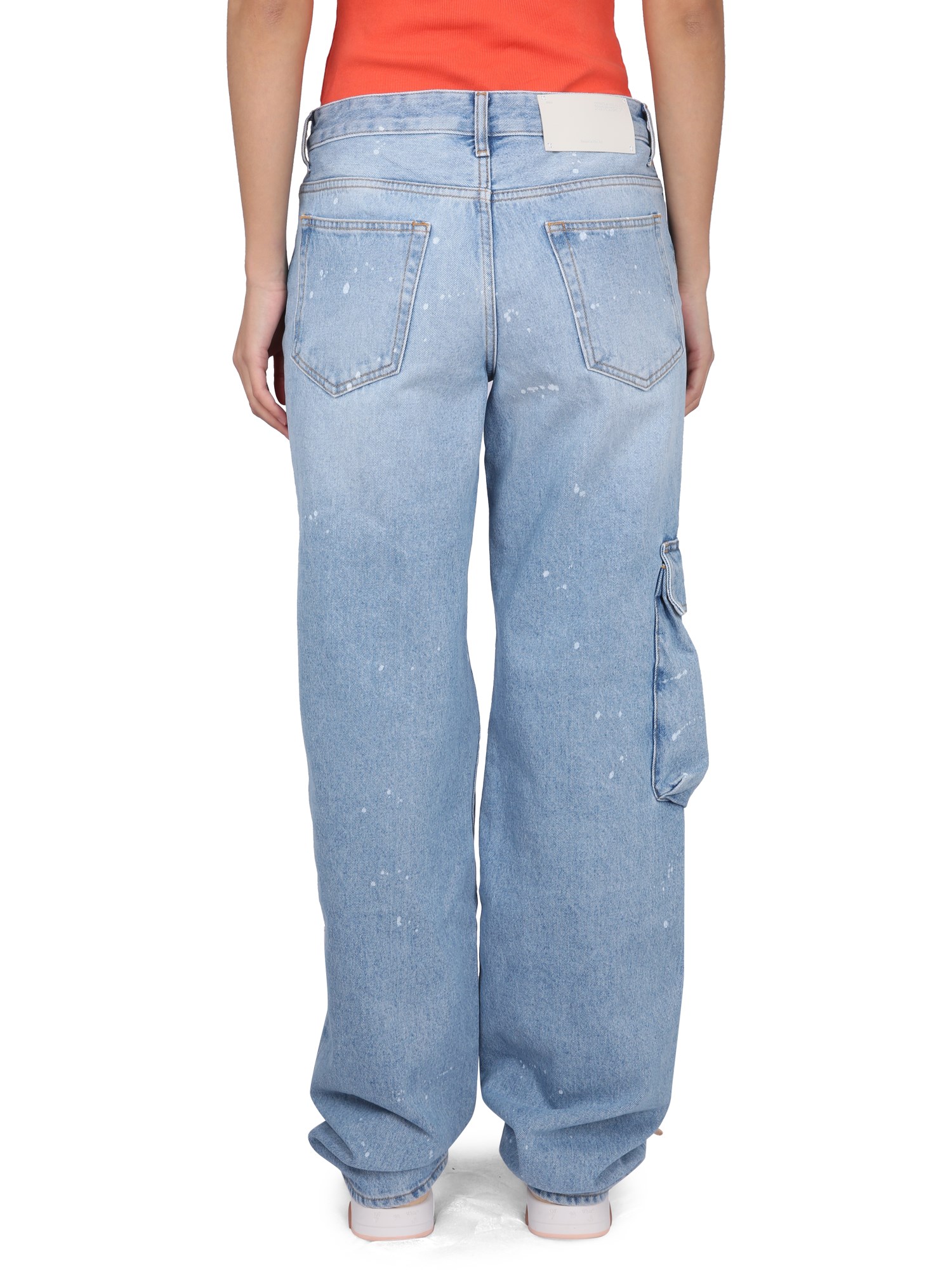 OFF-WHITE    TOYBOX JEANS WITH PATENT LEATHER EFFECT POCKET