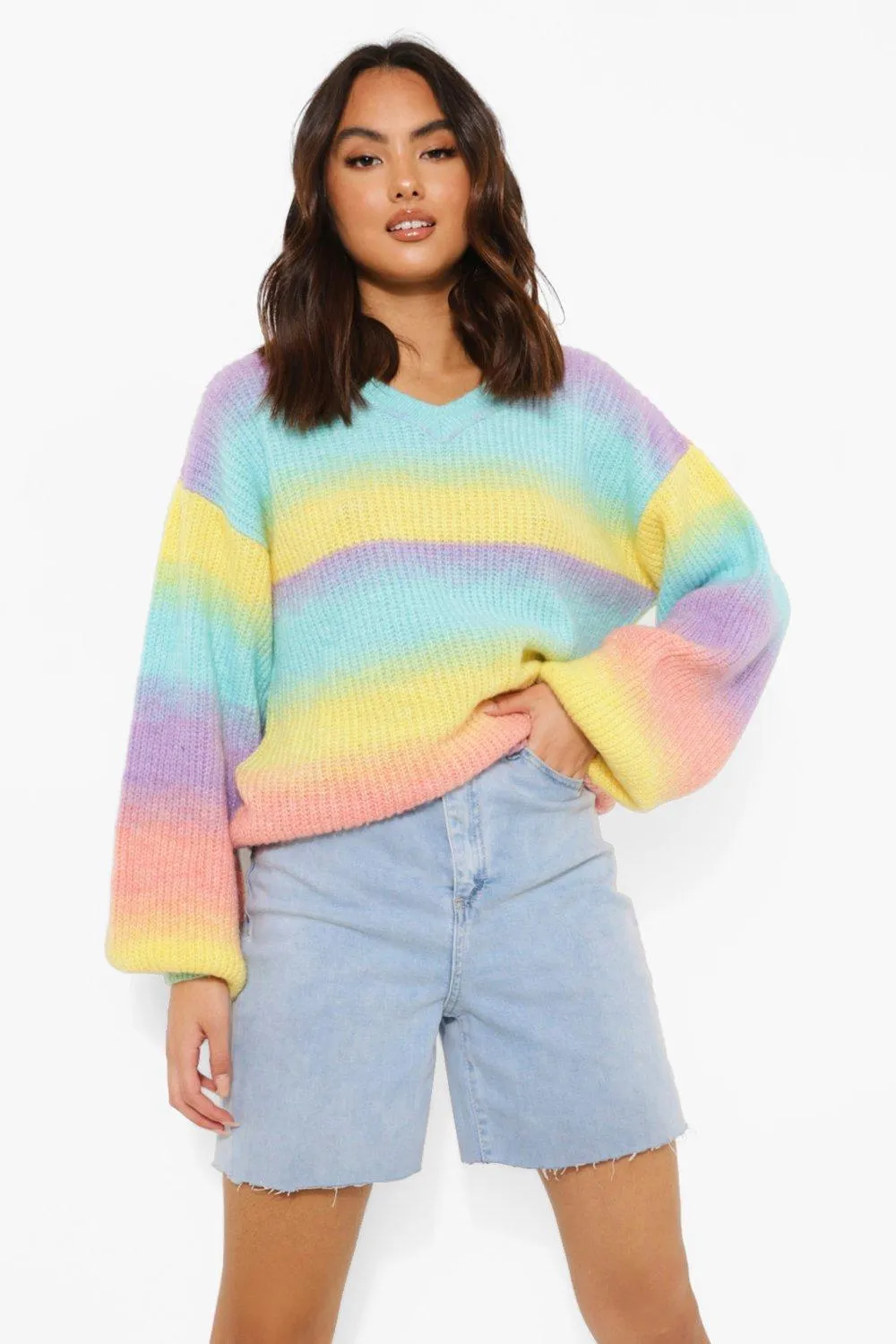 Ombre V Neck Sweater