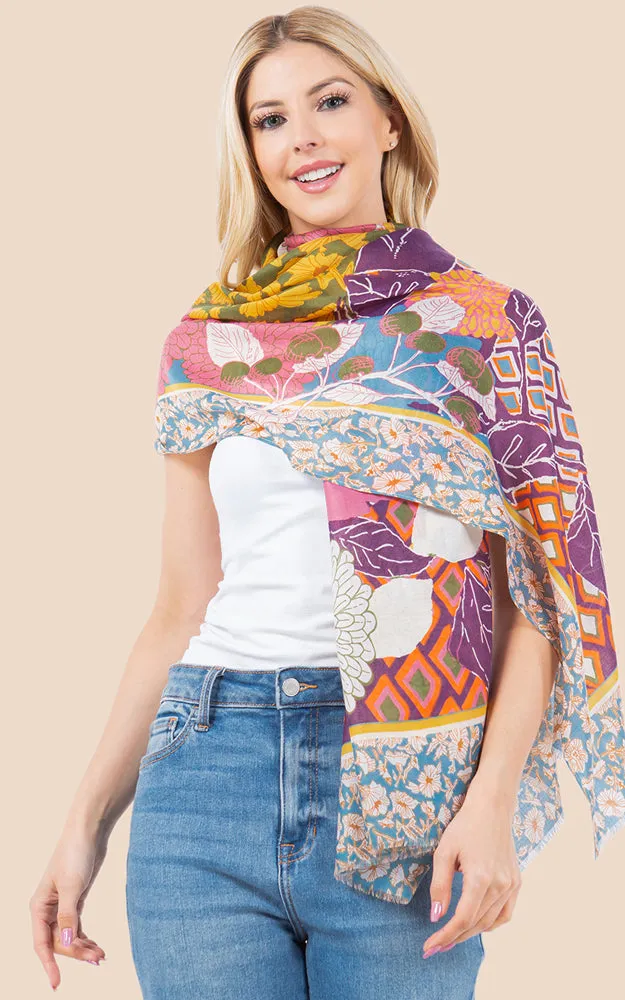 OP4280 Flower Printed Oblong Scarf