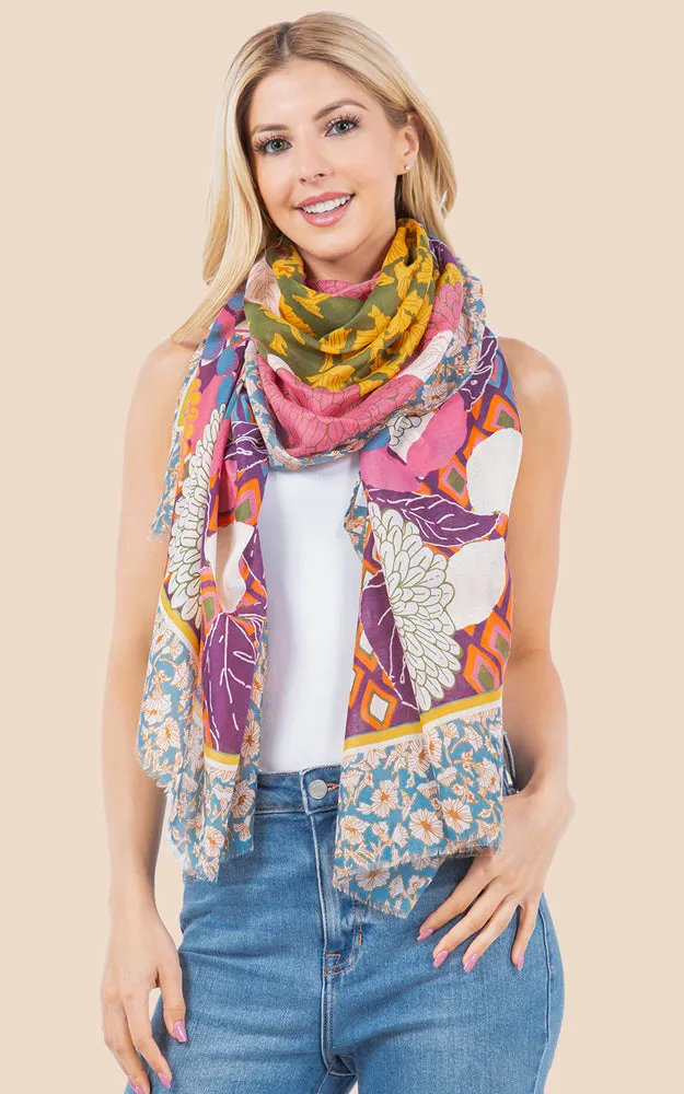 OP4280 Flower Printed Oblong Scarf