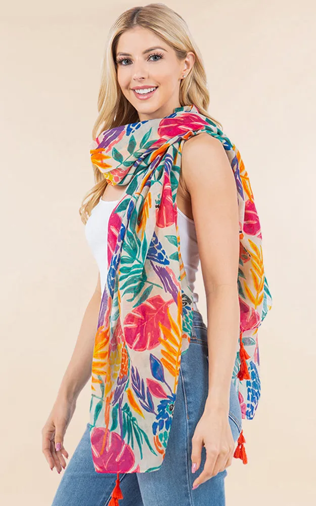 OP4280 Flower Printed Oblong Scarf