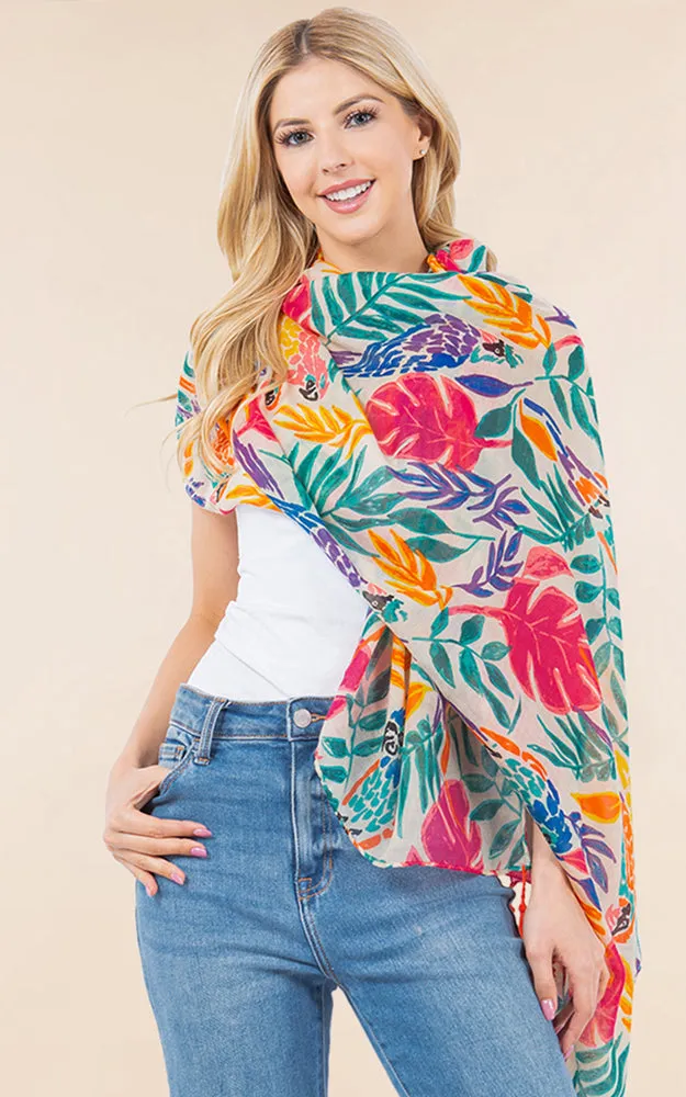 OP4280 Flower Printed Oblong Scarf