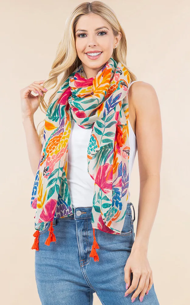 OP4280 Flower Printed Oblong Scarf