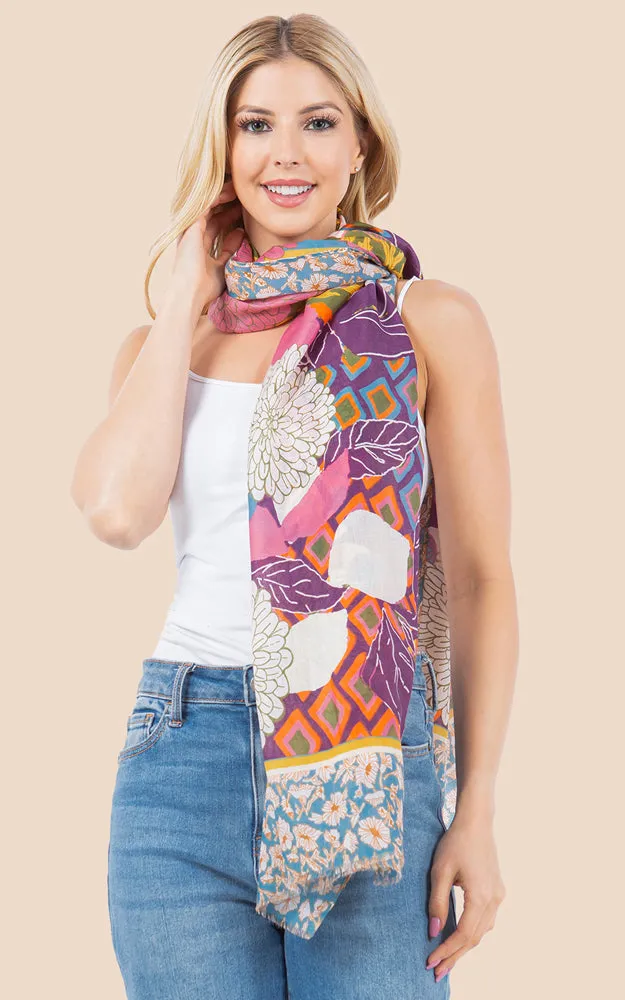 OP4280 Flower Printed Oblong Scarf