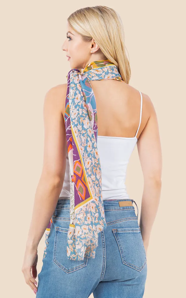 OP4280 Flower Printed Oblong Scarf