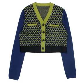 Orla Kiely Blue/Green Geo Lurex Cardigan