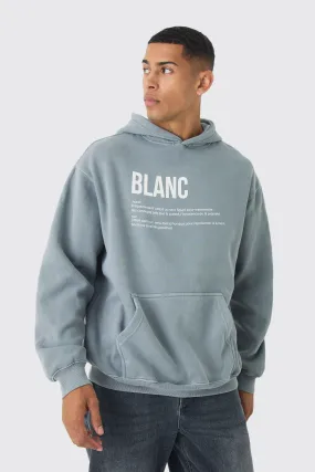 Oversized Boxy Washed Highbuild Blanc Print Hoodie