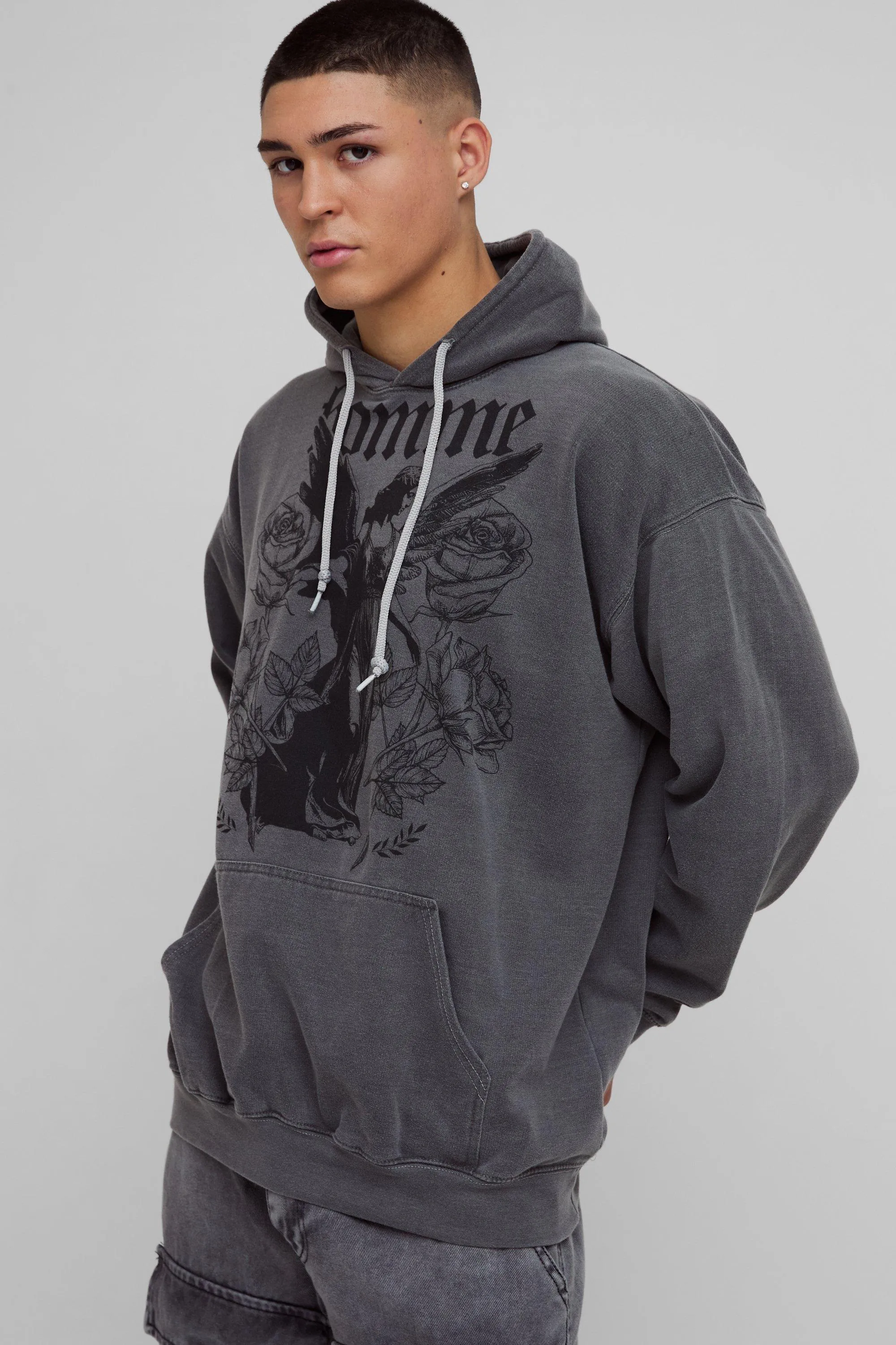 Oversized Washed Renaissance Graphic Hoodie