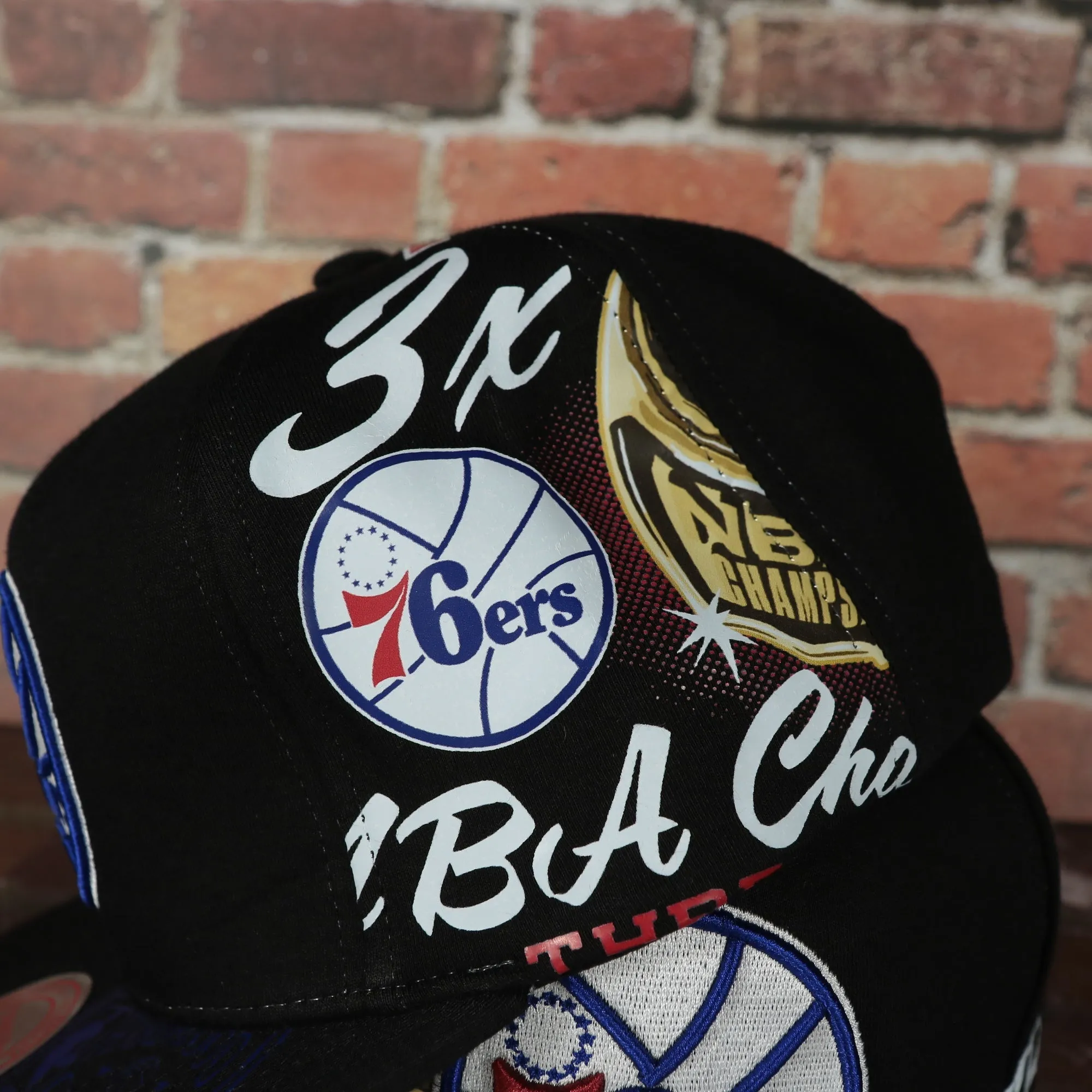 Philadelphia 76ers “NBA Shirt Remix” All Over Print NBA Finals Champions Snapback Hat