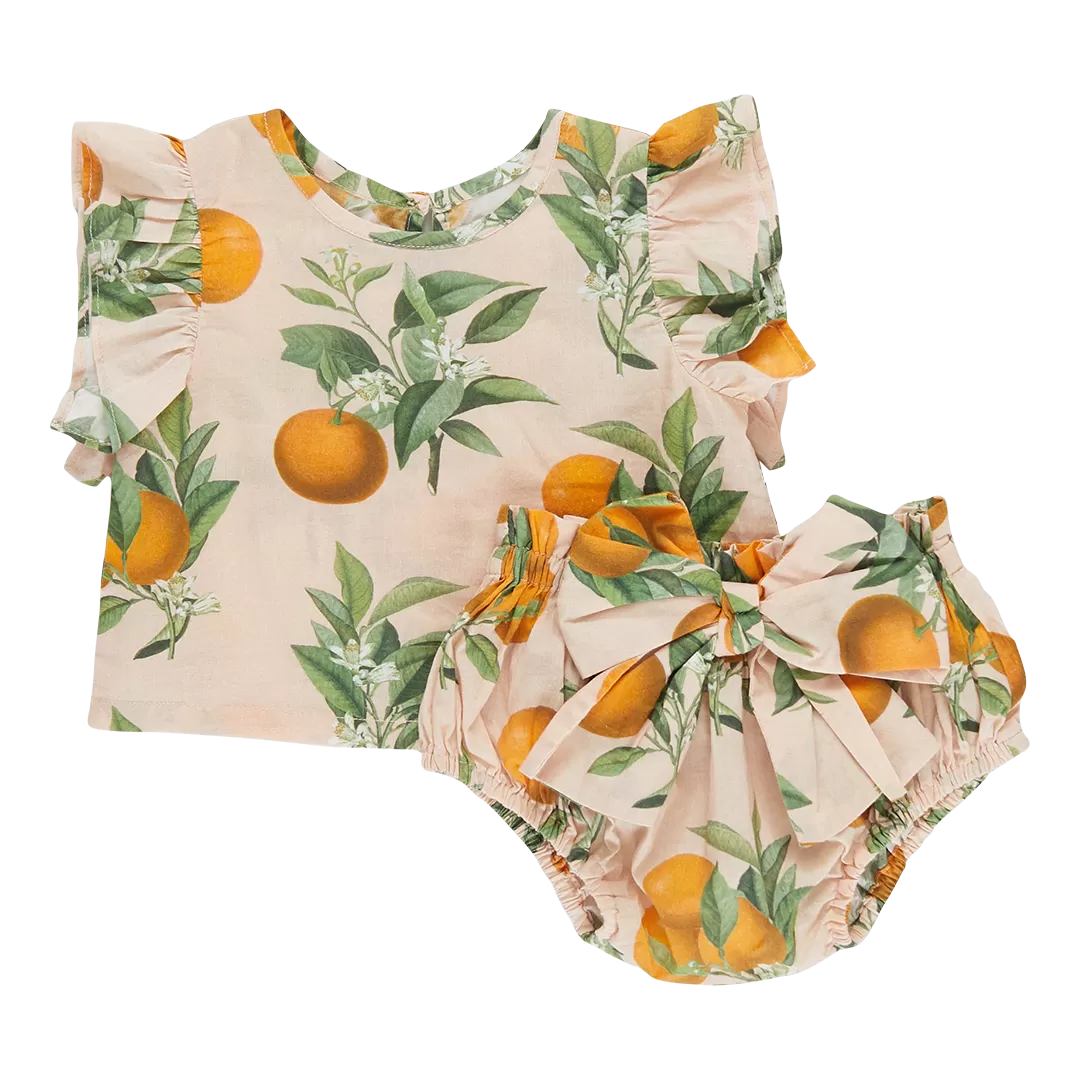 Pink Chicken Baby Girls Abigail 2-Piece Set - Pink Botanicals Oranges