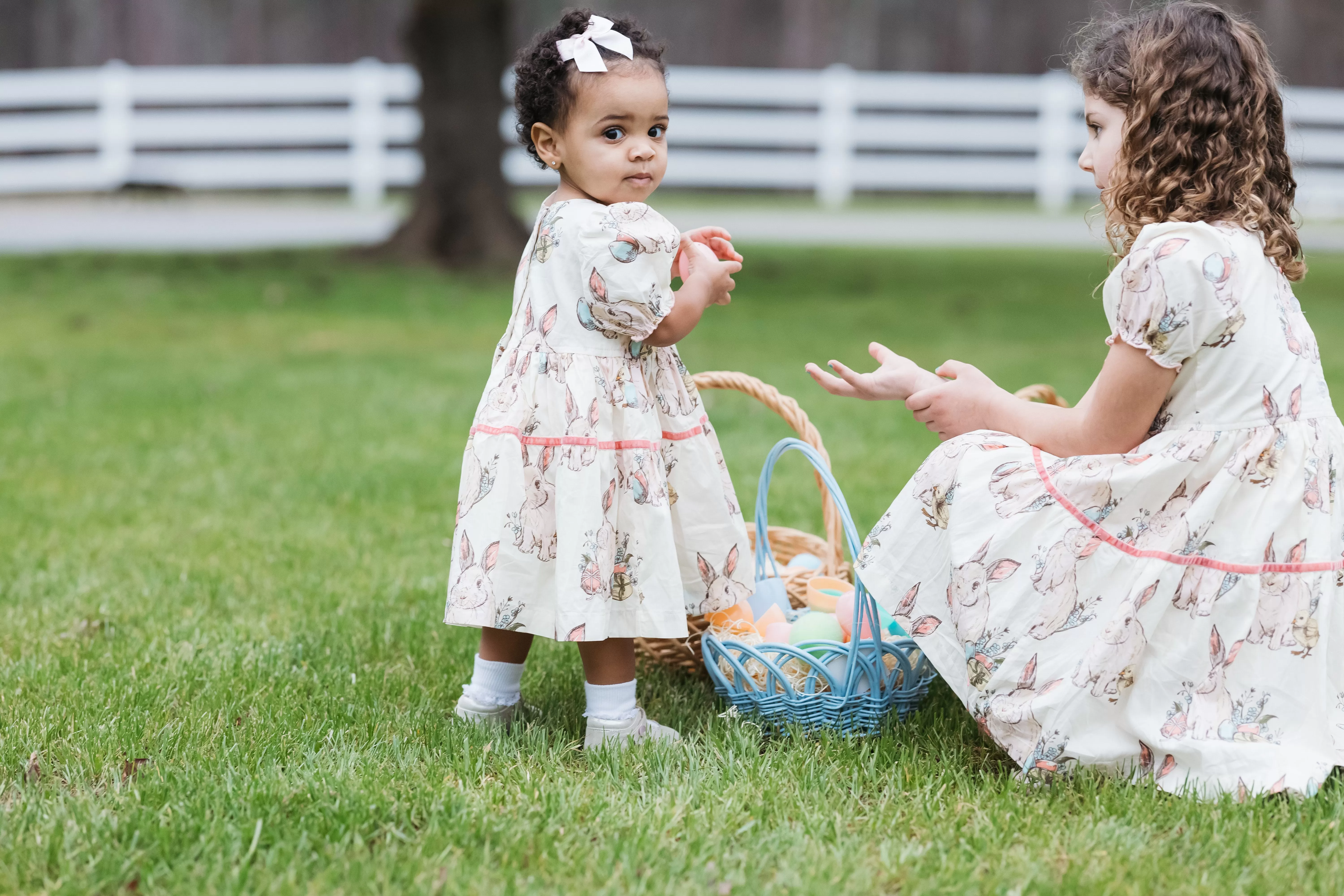 Pink Chicken Baby Girls Maribelle Dress Set - Bunny Friends