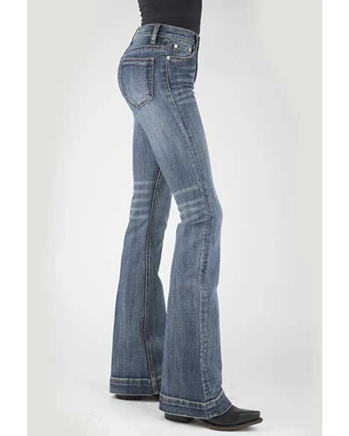 Product Name:  Stetson Women's 921 Medium Wash High Rise Plain Pocket Flare Jean