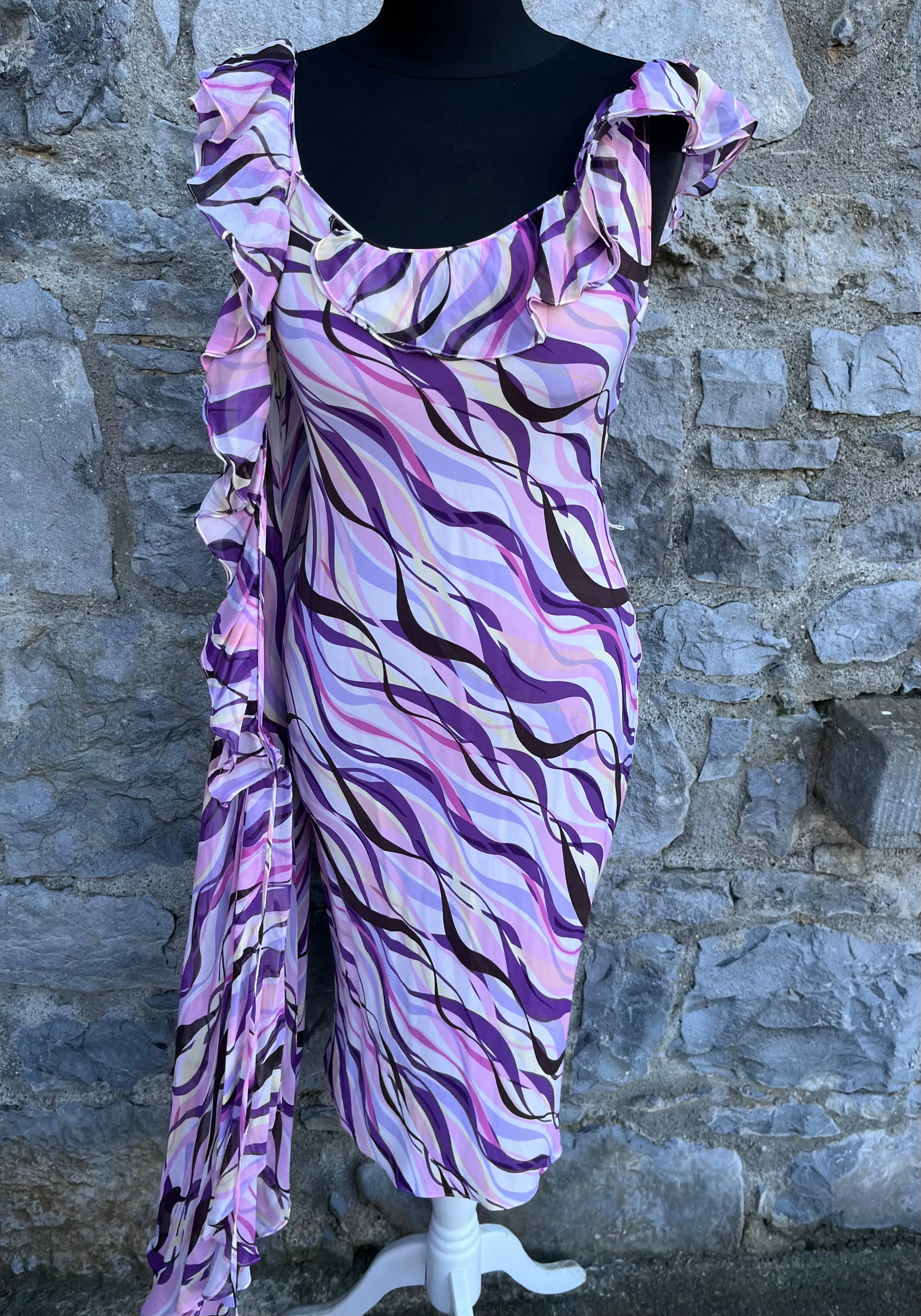 Purple wavy silk dress uk 6-8