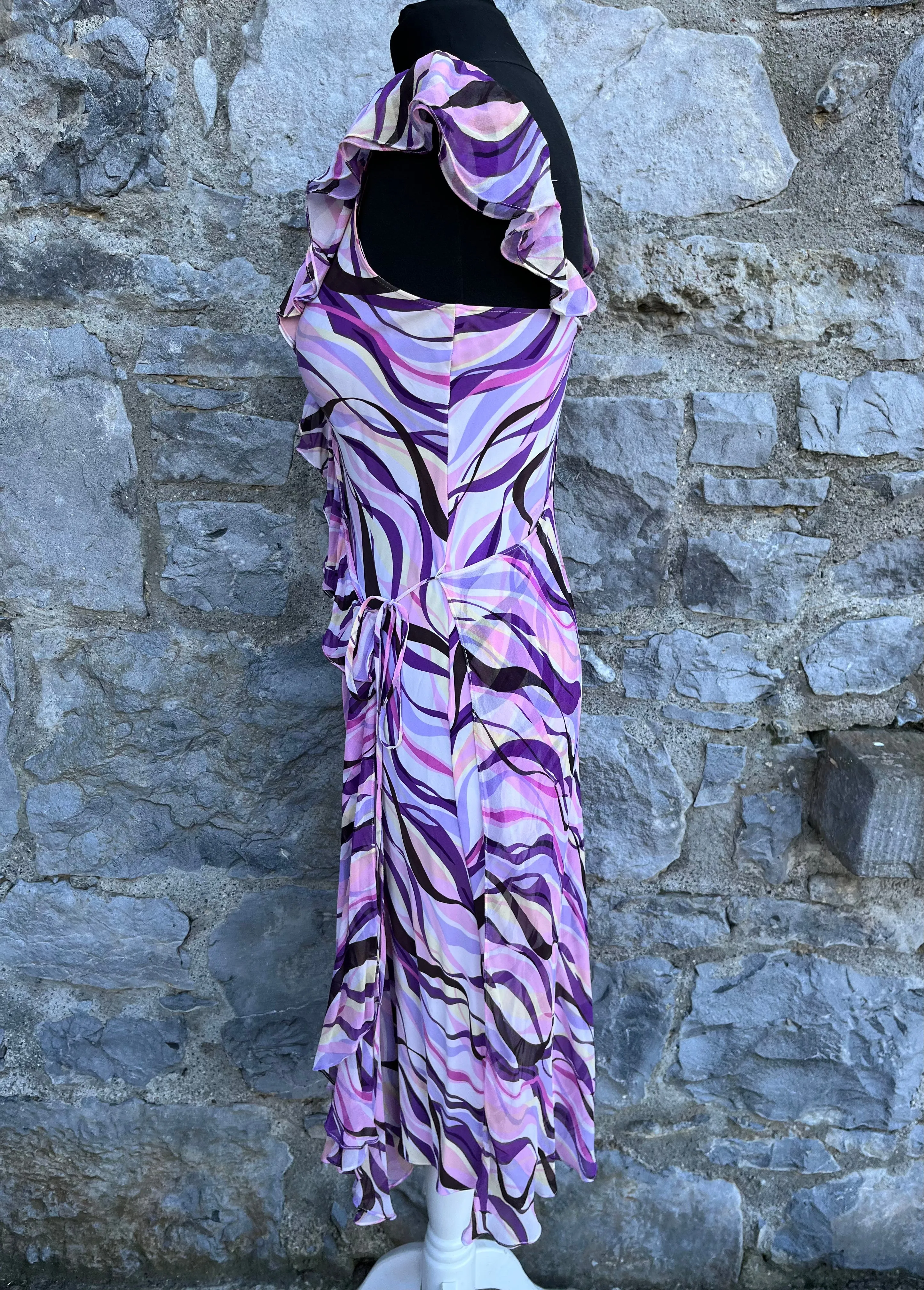 Purple wavy silk dress uk 6-8