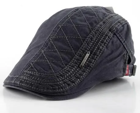 Retro Cotton Beret Hats Casual Peaked Flat Patchwork Caps for Men