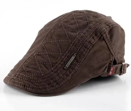 Retro Cotton Beret Hats Casual Peaked Flat Patchwork Caps for Men