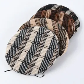 Retro Fashion Women's Plaid Adjustable Rope Beret for Fall-Winter