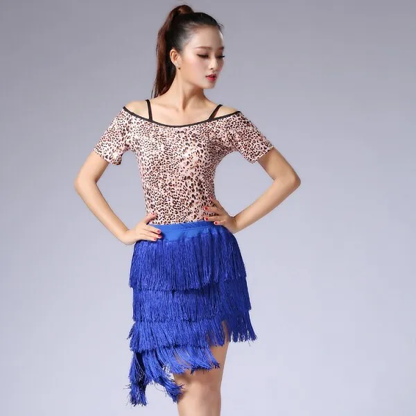 Sexy Women Latin Dance Skirt 5 Layers Fringe Irregular Hem High Low Skirt Dance Performance Contest Show Party Skirt Dancewear