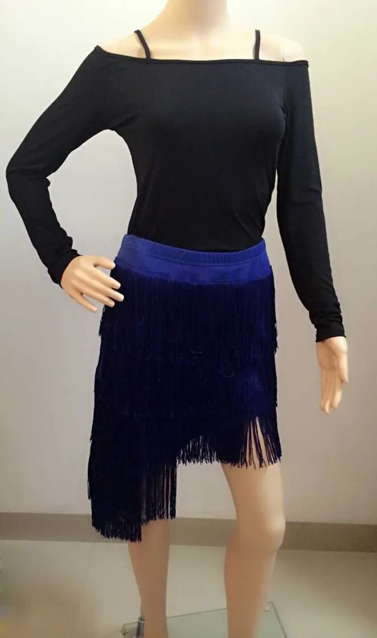 Sexy Women Latin Dance Skirt 5 Layers Fringe Irregular Hem High Low Skirt Dance Performance Contest Show Party Skirt Dancewear