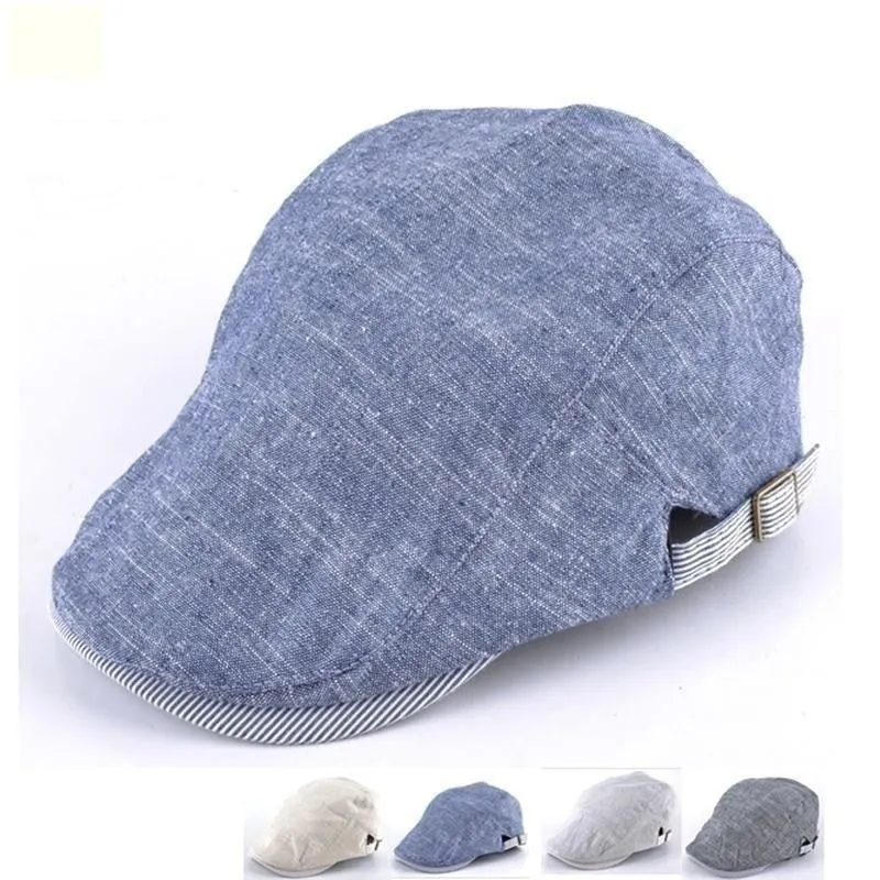 Solid Color Flat Casual Fashion Beret Gorras Hats for Men & Boys