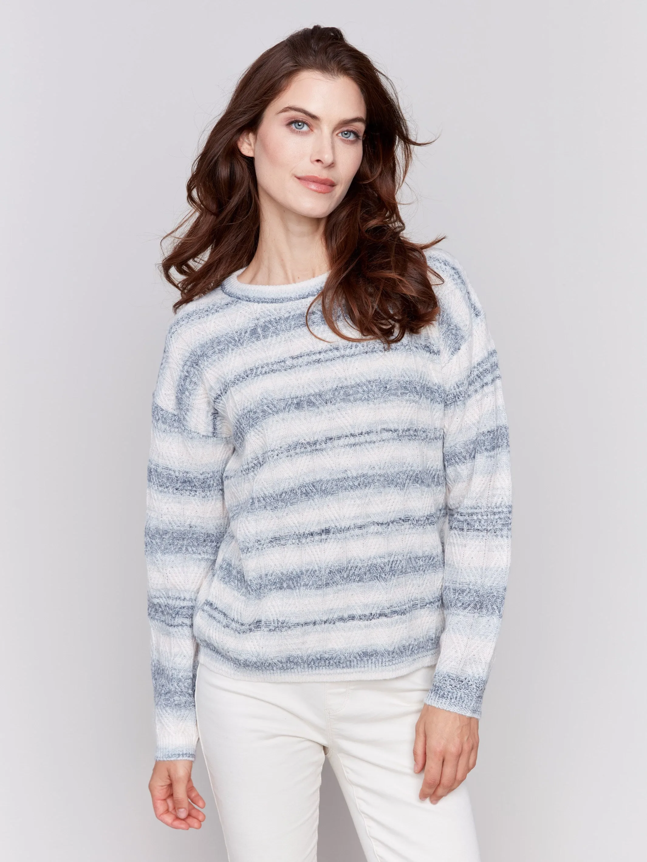 Space Dye Stripes Sweater - Coastal