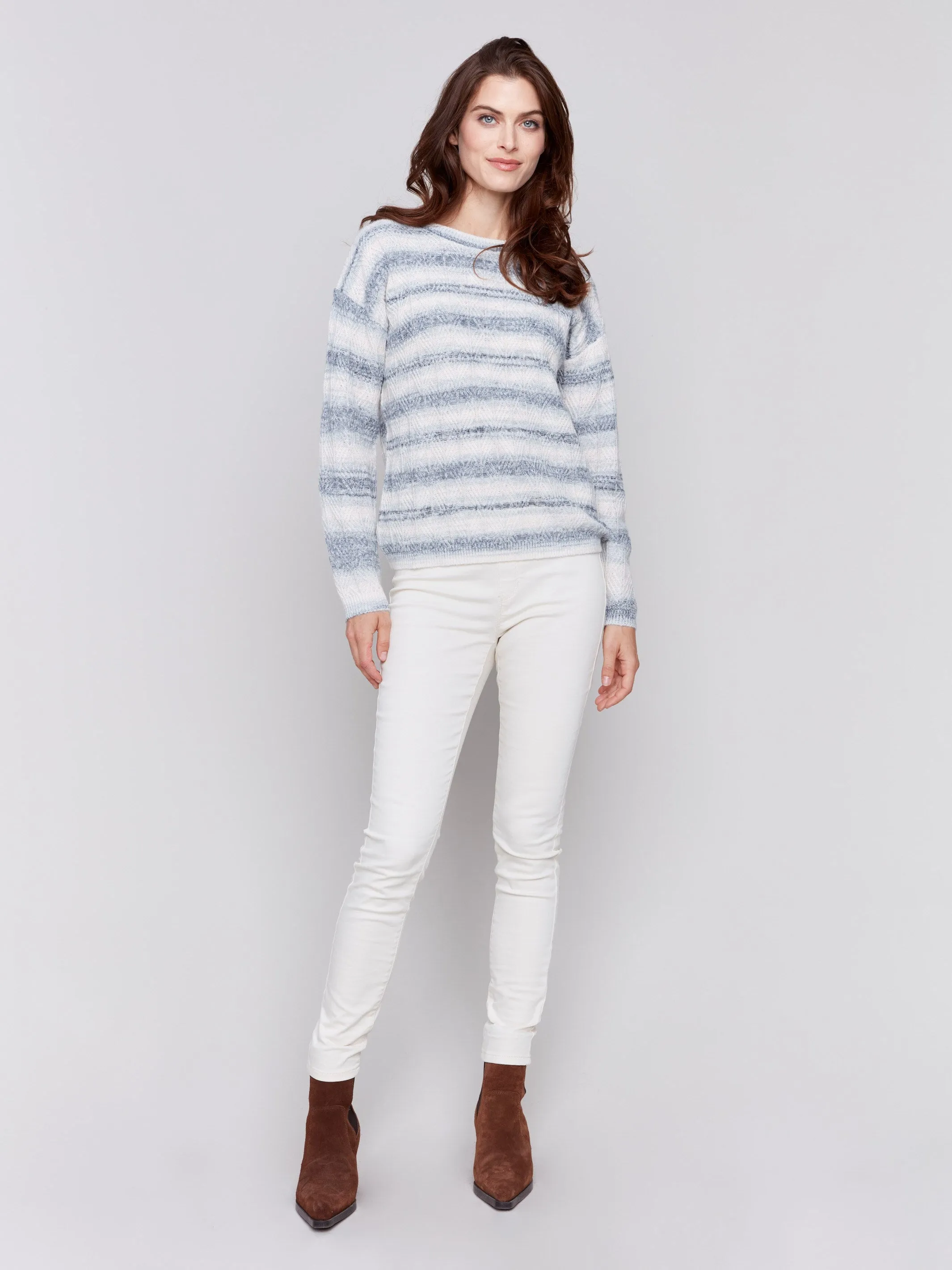 Space Dye Stripes Sweater - Coastal