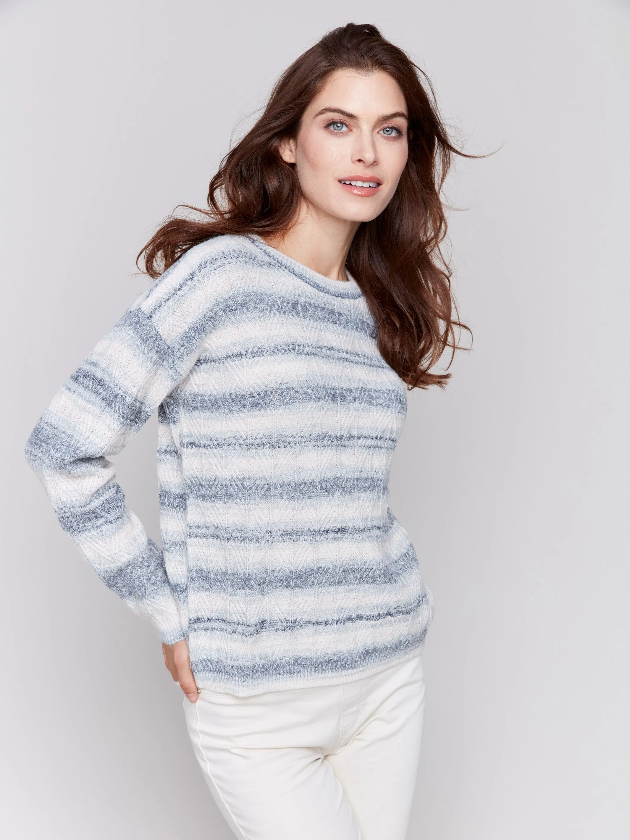 Space Dye Stripes Sweater - Coastal