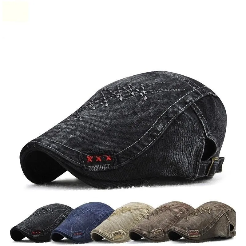 Spring Autumn Casual Fashion Visor Twill Beret Gorra Caps for Men