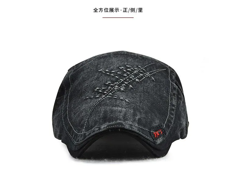 Spring Autumn Casual Fashion Visor Twill Beret Gorra Caps for Men