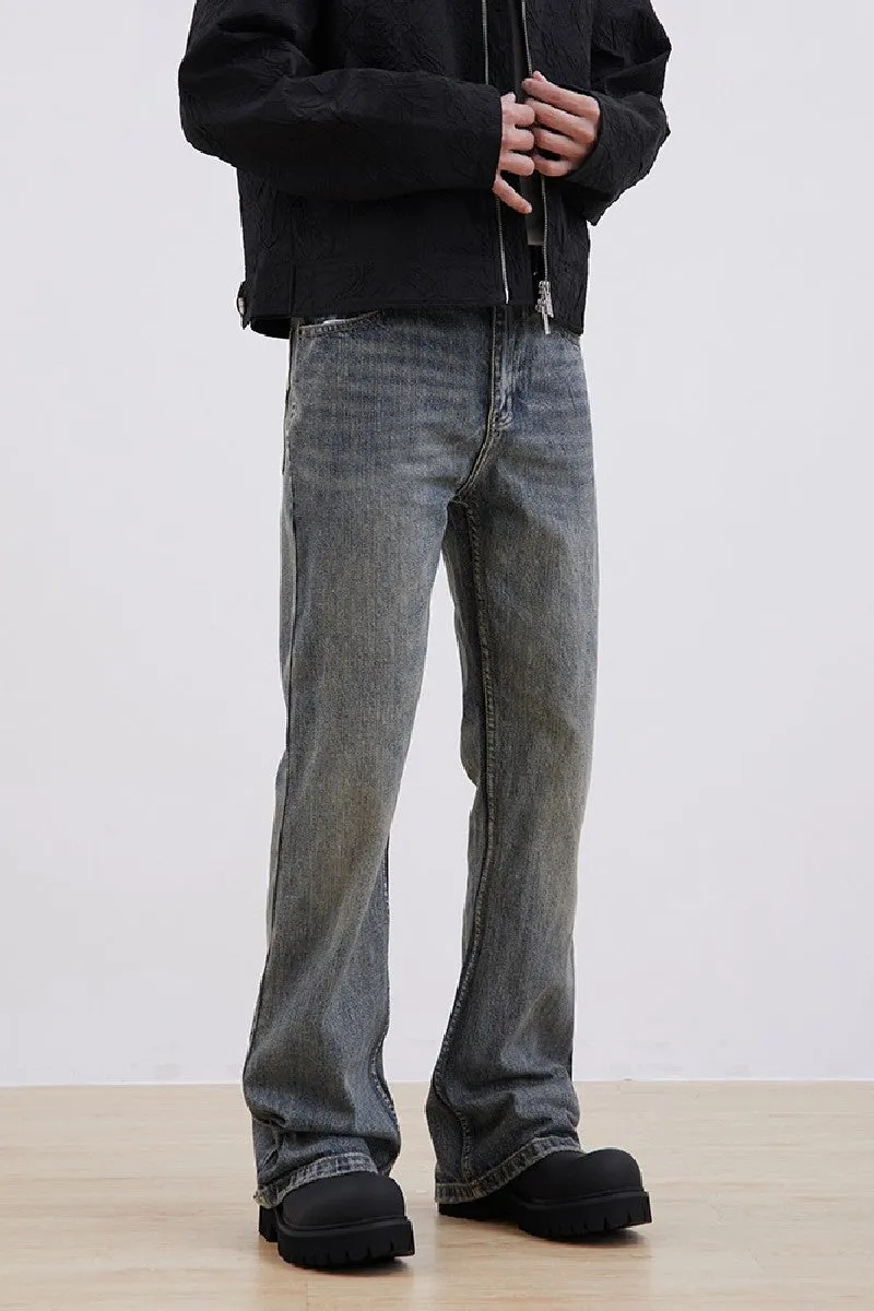 Straight Flared Washed Jeans