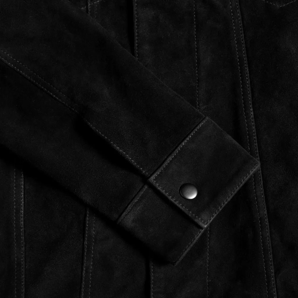 Suede Trucker Jacket | Black