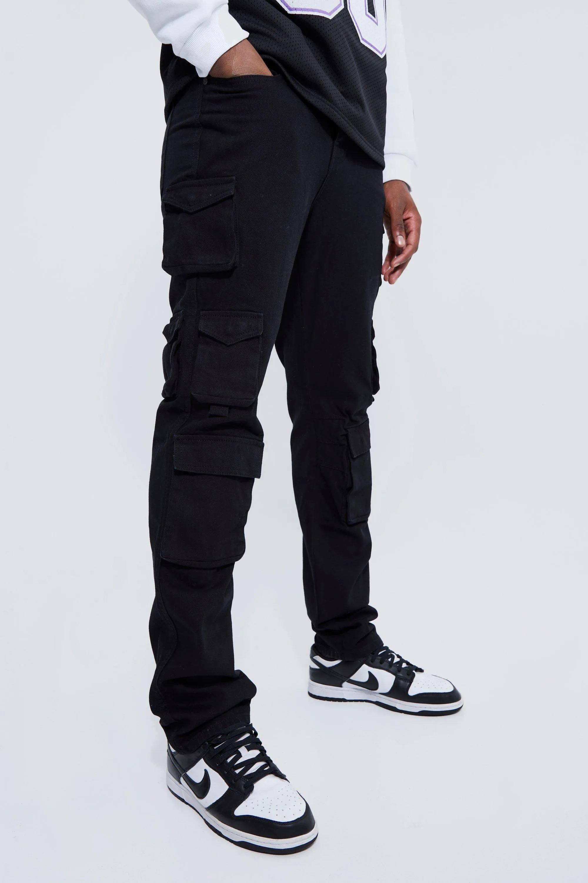 Tall Straight Leg Multi Pocket Cargo Jean | boohooMAN UK