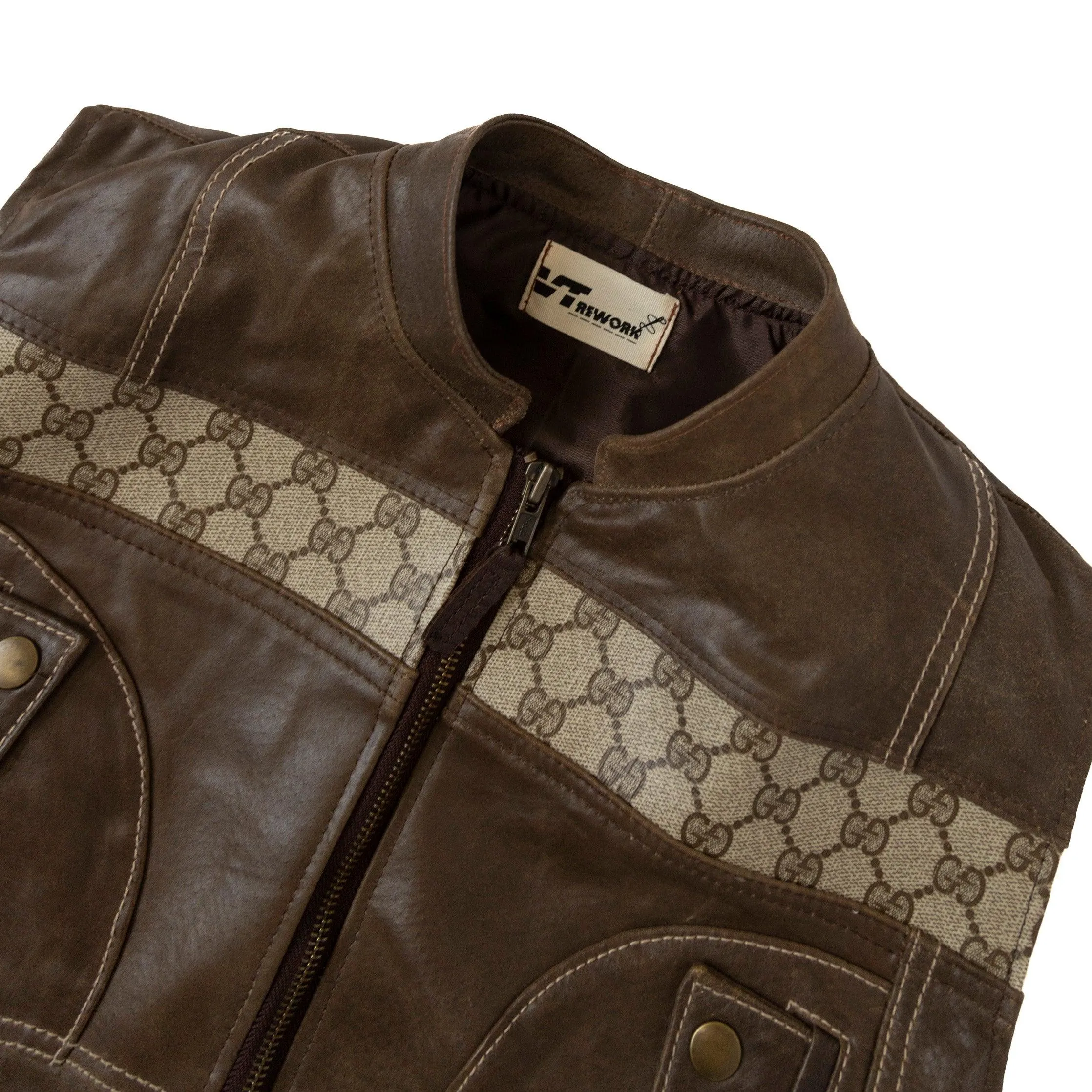 VT Rework: Ultra Cropped Monogram Leather Pocket Vest