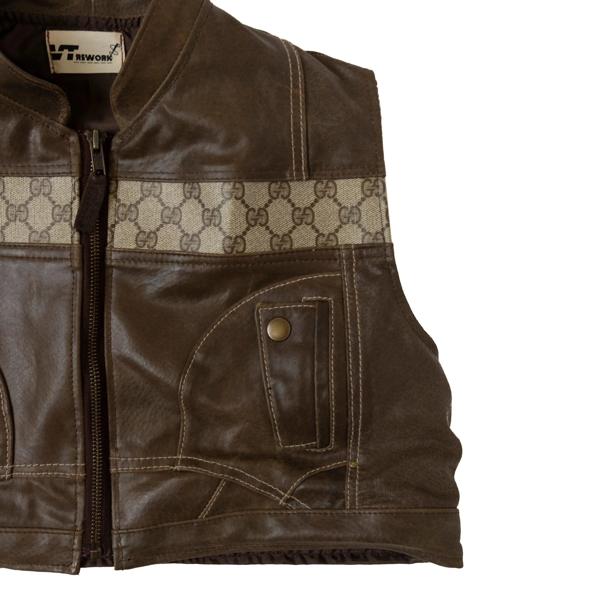 VT Rework: Ultra Cropped Monogram Leather Pocket Vest