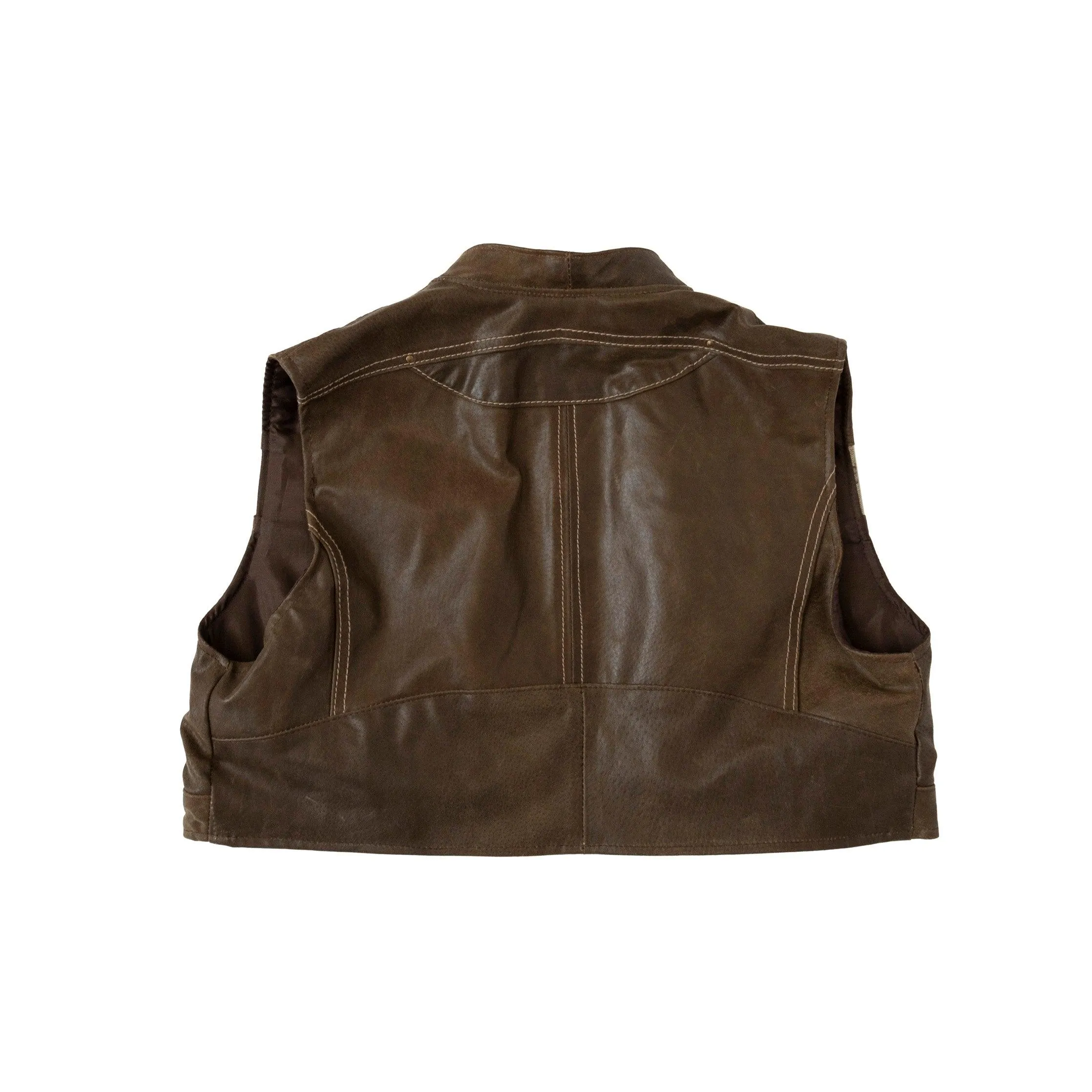 VT Rework: Ultra Cropped Monogram Leather Pocket Vest