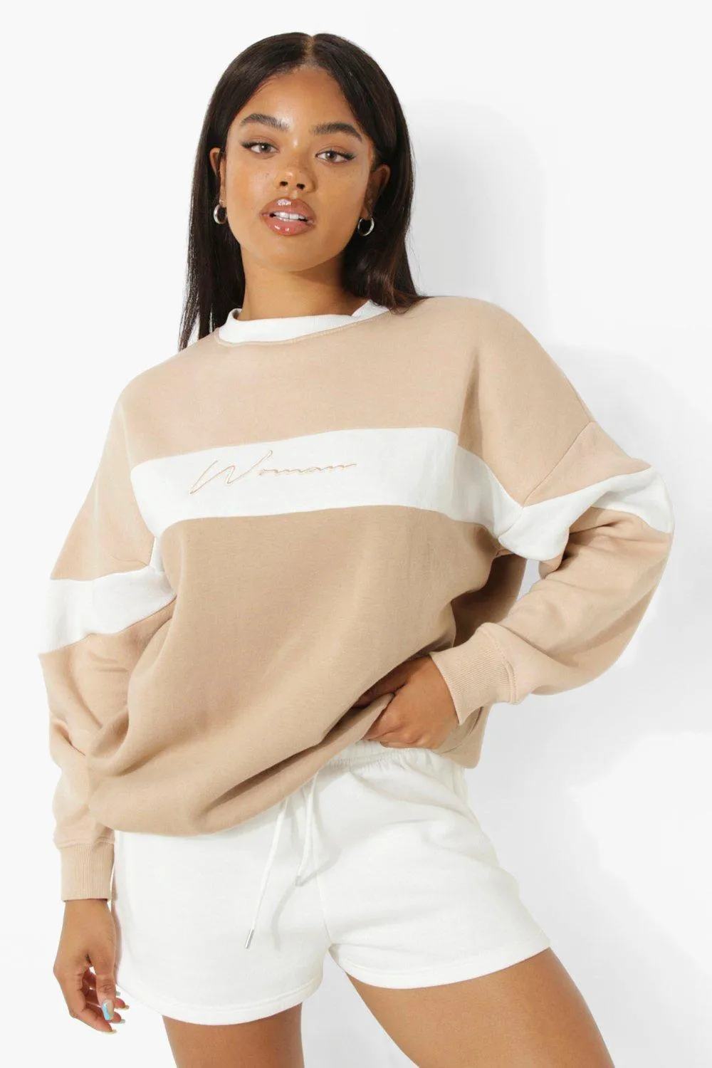 Woman Color Block Oversized Sweater